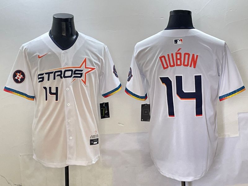 Men Houston Astros #14 Dubon White Fourth generation Joint Name Nike 2025 MLB Jersey style 5